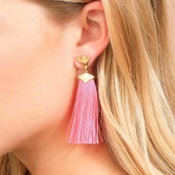 gorjana // pink havana triangle tassel earrings - Picture 2 of 4